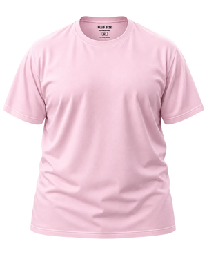 Camiseta Básica Plus Size 100% Algodão - Rosa Bebê