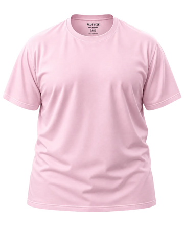 Camiseta Básica Plus Size 100% Algodão - Rosa Bebê