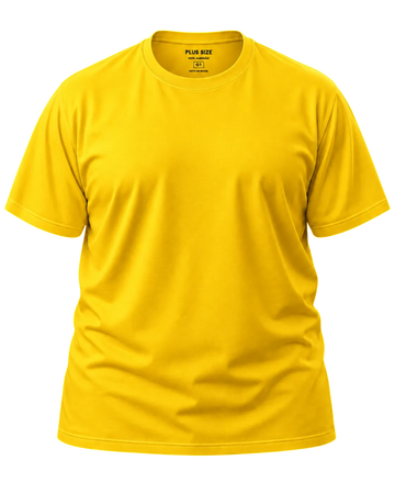 Camiseta Básica Plus Size 100% Algodão - Amarelo