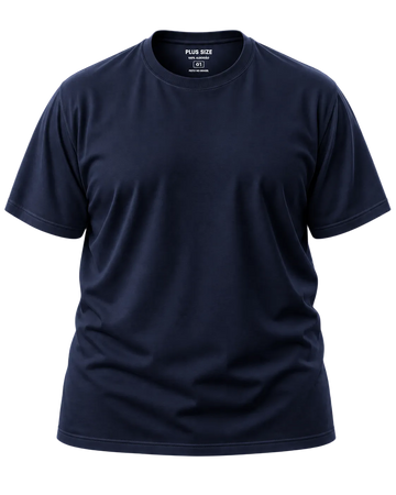 Camiseta Básica Plus Size 100% Algodão - Azul Marinho