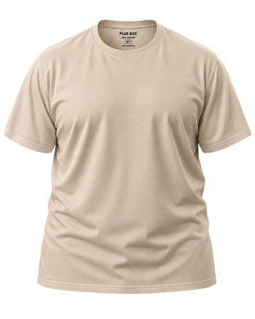 Camiseta Básica Plus Size 100% Algodão - Bege