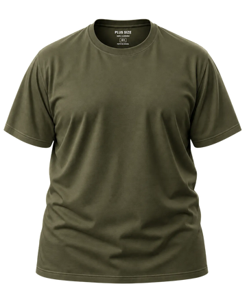 Camiseta Básica Plus Size 100% Algodão - Verde Militar