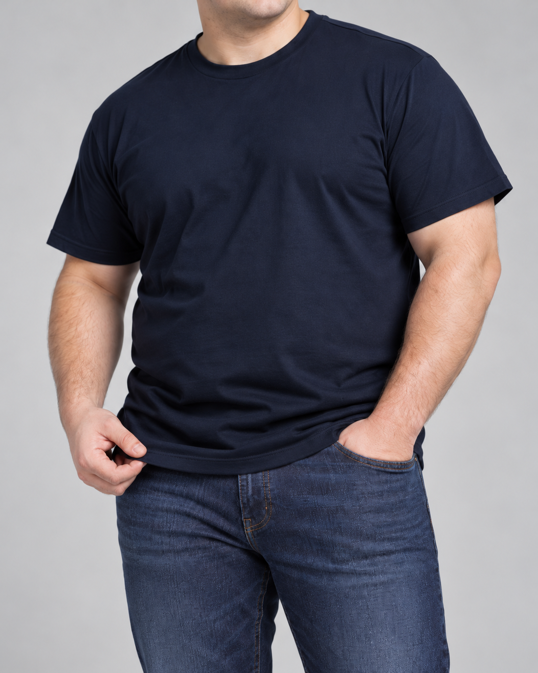 Camiseta Básica Plus Size 100% Algodão - Azul Marinho