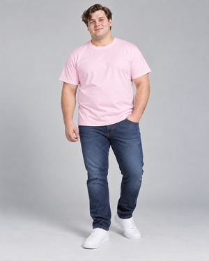 Camiseta Básica Plus Size 100% Algodão - Rosa Bebê