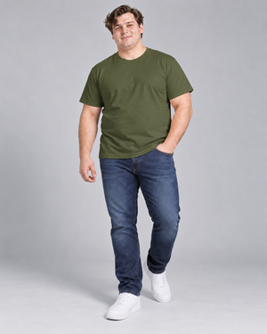 Camiseta Básica Plus Size 100% Algodão - Verde Militar