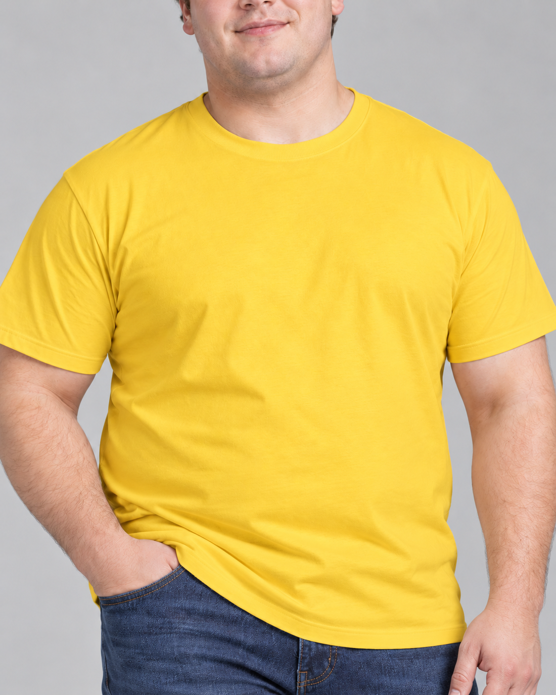 Camiseta Básica Plus Size 100% Algodão - Amarelo