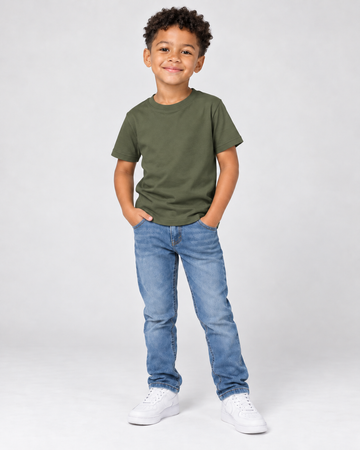 Camiseta Infantil 100% Algodão - Verde Militar