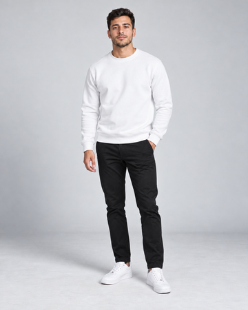 Blusa Moletom Gola Redonda Premium - Branco
