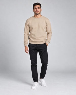 Blusa Moletom Gola Redonda Premium - Bege