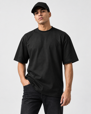 Camiseta Oversized Tecido Suedine - Preto