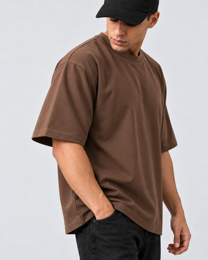 Camiseta Oversized Tecido Suedine - Marrom
