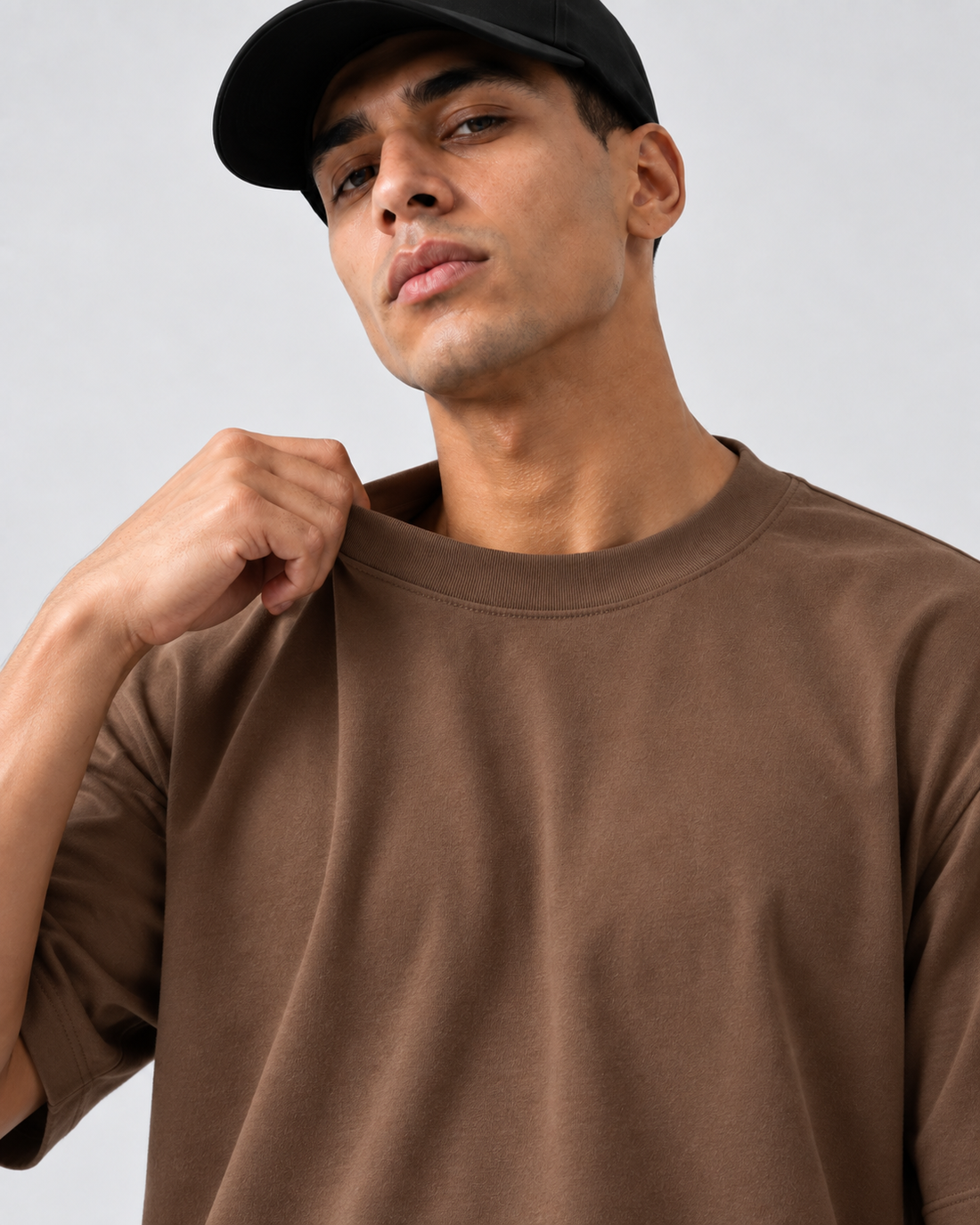 Camiseta Oversized Tecido Suedine - Marrom