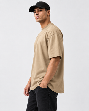 Camiseta Oversized Tecido Suedine - Caqui