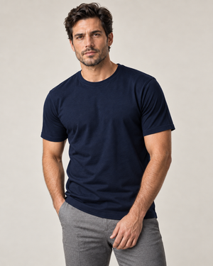 Camiseta Básica 100% algodão Fio 30.1 - Azul Marinho