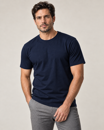 Camiseta Básica 100% algodão Fio 30.1 - Azul Marinho