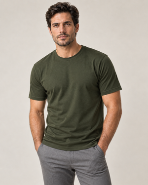 Camiseta Básica 100% algodão Fio 30.1 - Verde Militar